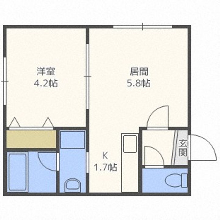 北海道札幌市豊平区中の島一条6丁目(アパート)の賃貸物件101の間取り