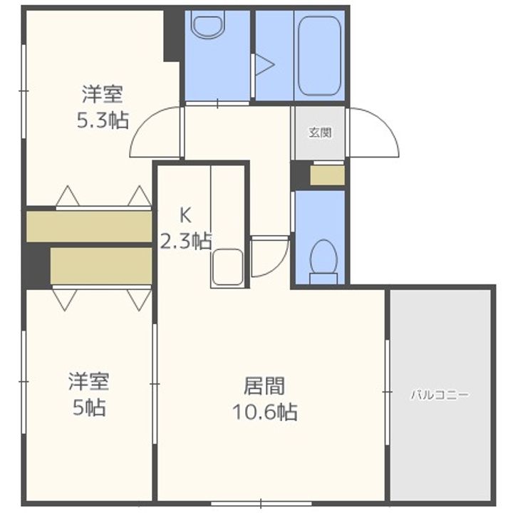 北海道札幌市中央区南六条西13丁目(マンション)の賃貸物件の間取り