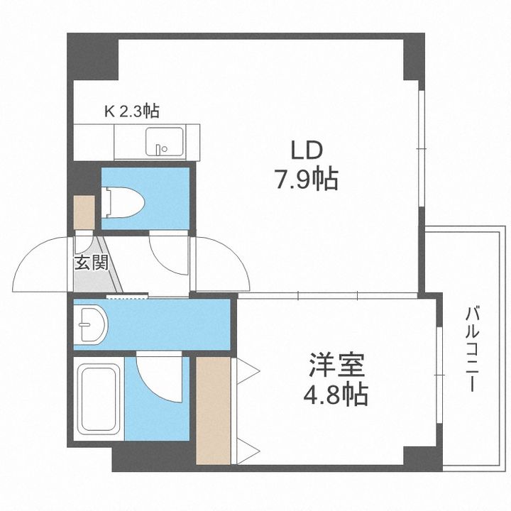北海道札幌市中央区北五条西16丁目(マンション)の賃貸物件の間取り