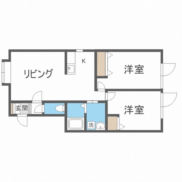 北海道札幌市南区石山一条5丁目(アパート)の賃貸物件102の間取り