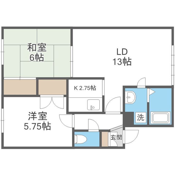 北海道札幌市手稲区手稲本町三条1丁目(アパート)の賃貸物件202の間取り