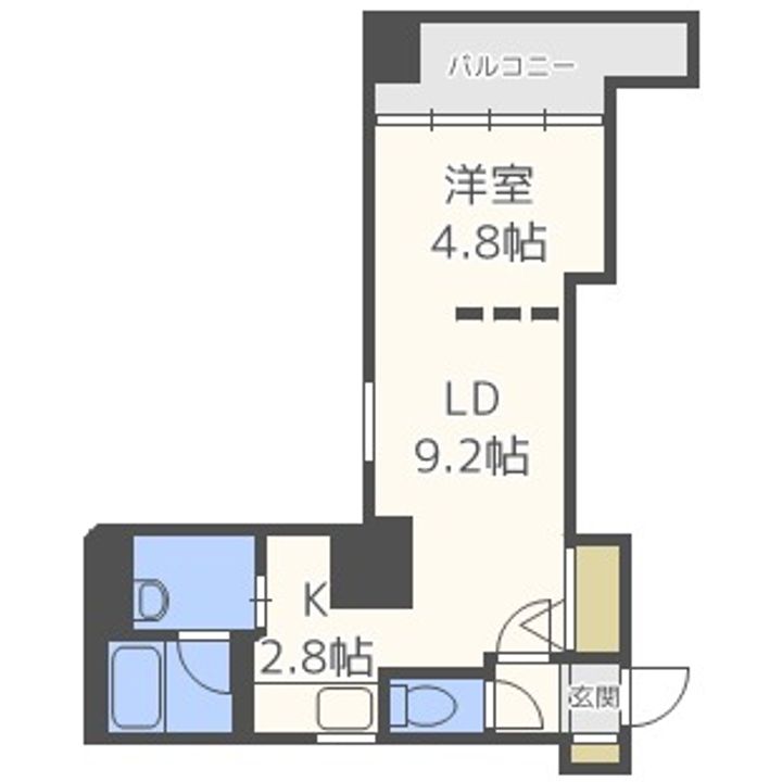 北海道札幌市中央区南五条西1丁目(マンション)の賃貸物件1206の間取り