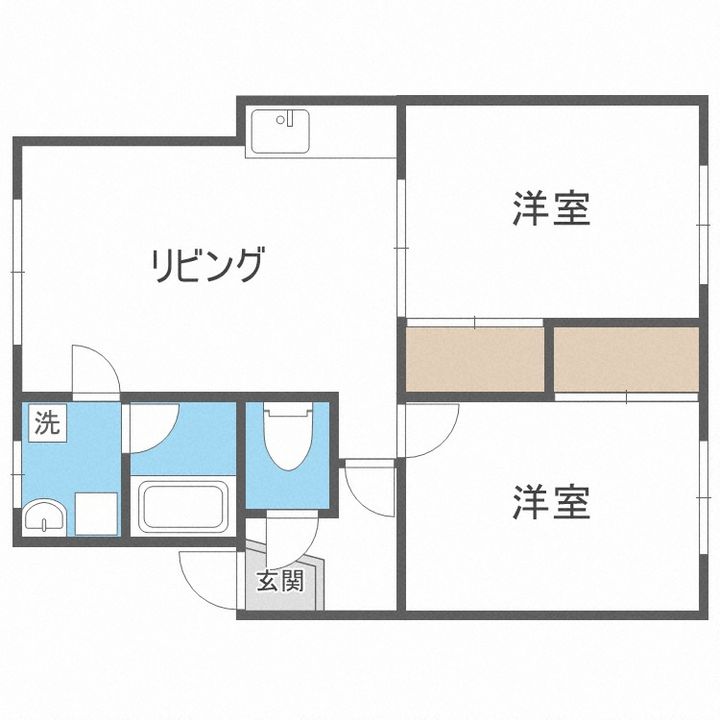 北海道札幌市白石区北郷六条4丁目(アパート)の賃貸物件102の間取り