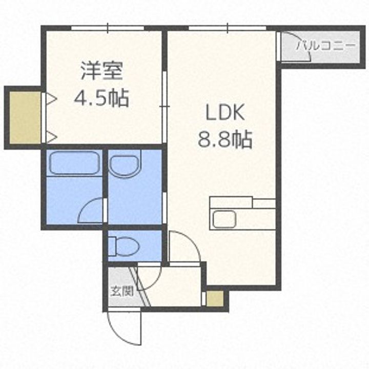 北海道札幌市西区八軒三条西1丁目(マンション)の賃貸物件406の間取り