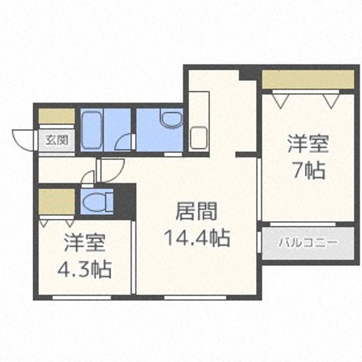 北海道札幌市中央区宮の森一条7丁目(マンション)の賃貸物件302の間取り