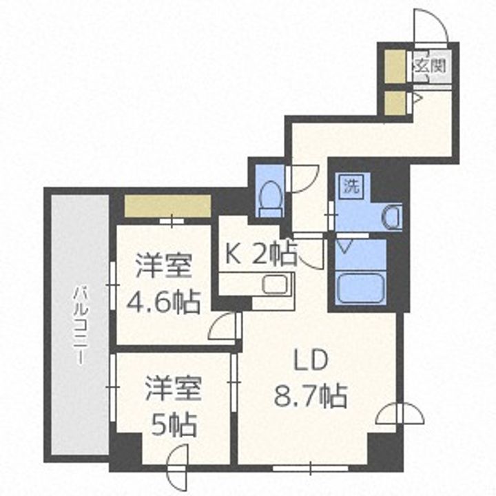 北海道札幌市中央区北二条東1丁目(マンション)の賃貸物件の間取り