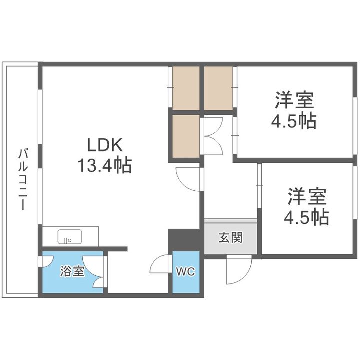 北海道札幌市豊平区月寒西四条9丁目(マンション)の賃貸物件302の間取り