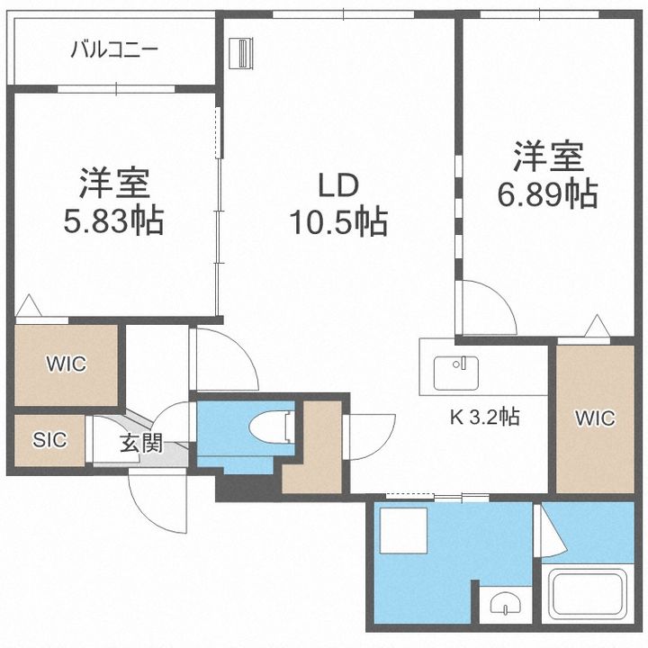 北海道札幌市中央区南六条西12丁目(マンション)の賃貸物件202の間取り