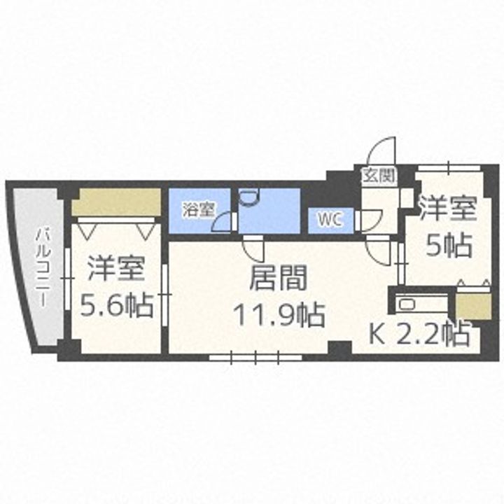 北海道札幌市中央区北一条東9丁目(マンション)の賃貸物件905の間取り