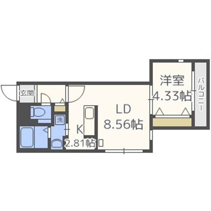 北海道札幌市手稲区手稲本町二条3丁目(マンション)の賃貸物件402の間取り