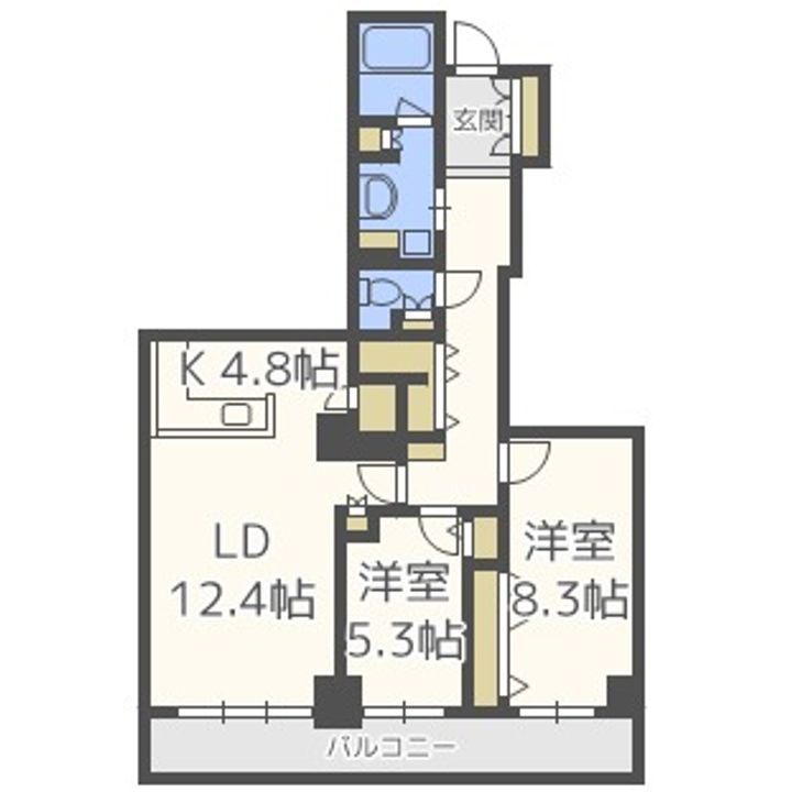 北海道札幌市中央区北三条西16丁目(マンション)の賃貸物件2703の間取り