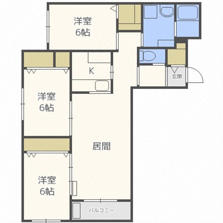 北海道札幌市白石区本通16丁目北(マンション)の賃貸物件301の間取り