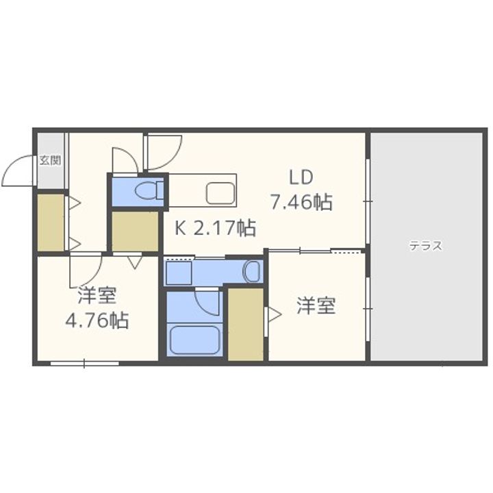 北海道札幌市西区西町南18丁目(マンション)の賃貸物件102の間取り