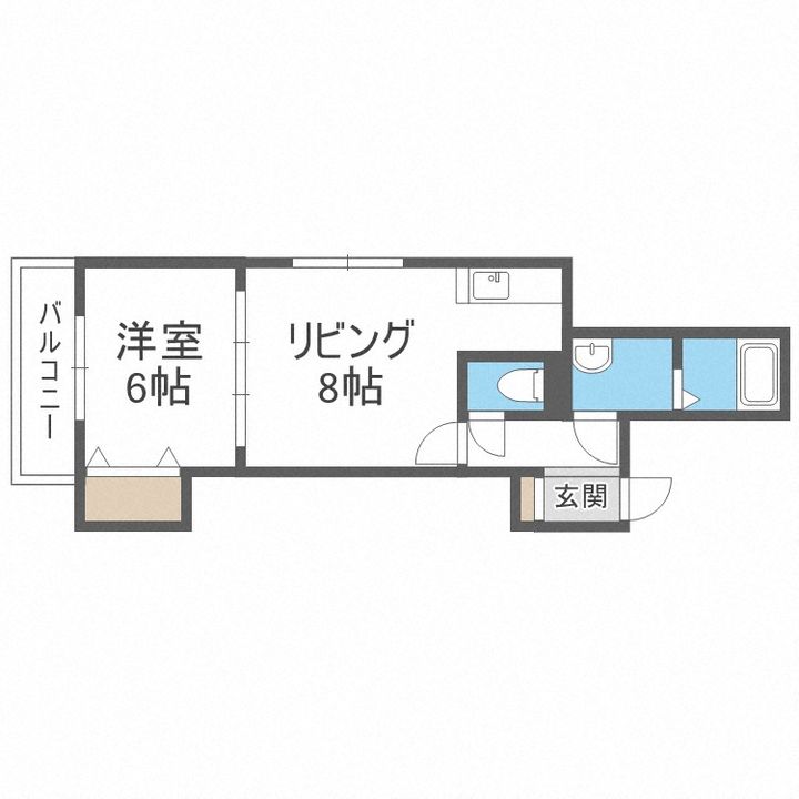 北海道札幌市手稲区手稲本町一条3丁目(アパート)の賃貸物件202の間取り