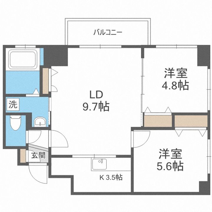 北海道札幌市西区琴似二条4丁目(マンション)の賃貸物件903の間取り