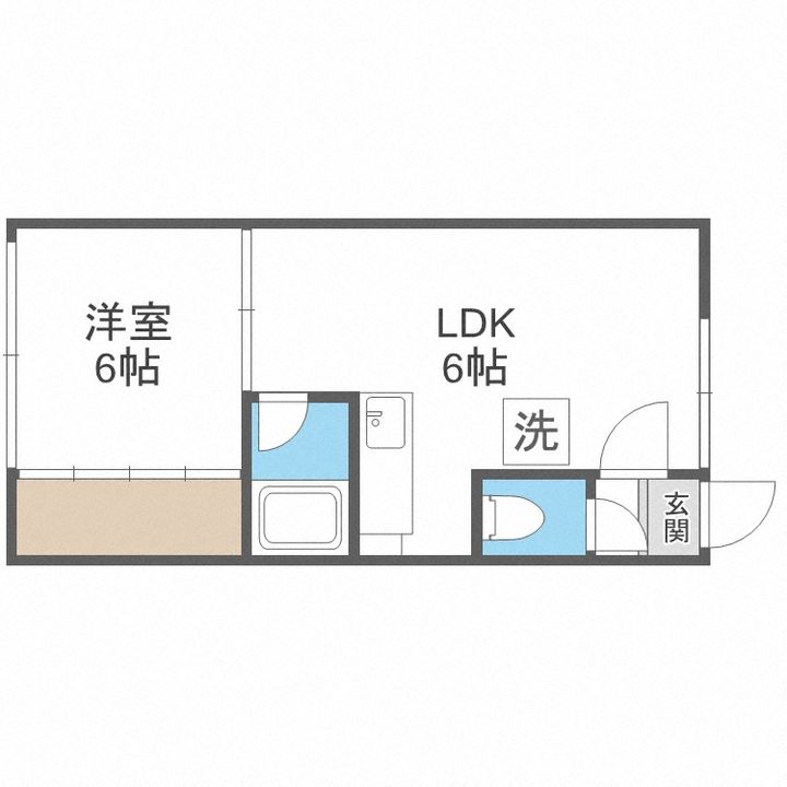 北海道札幌市手稲区曙五条1丁目(マンション)の賃貸物件202の間取り