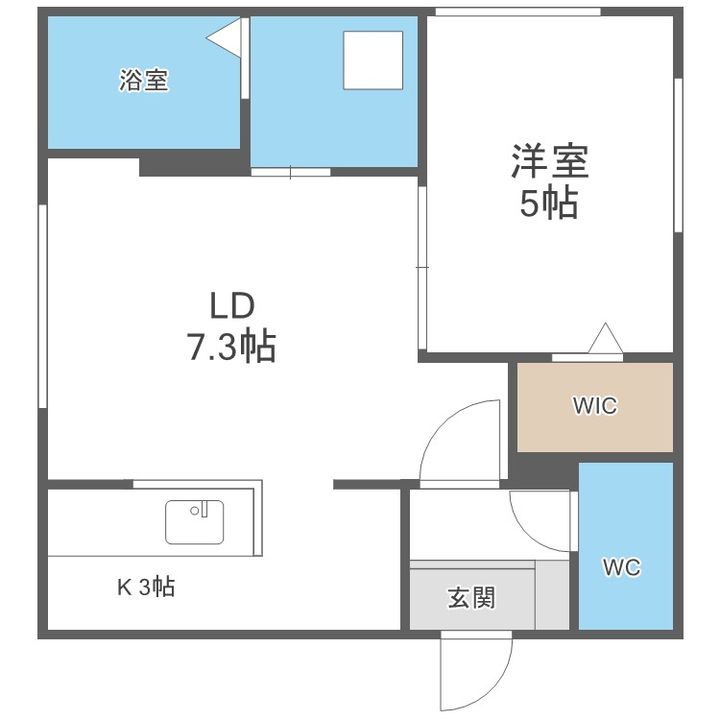 北海道札幌市手稲区手稲本町一条1丁目(マンション)の賃貸物件201の間取り