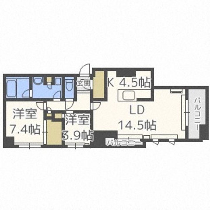 北海道札幌市中央区大通西6丁目(マンション)の賃貸物件1206の間取り