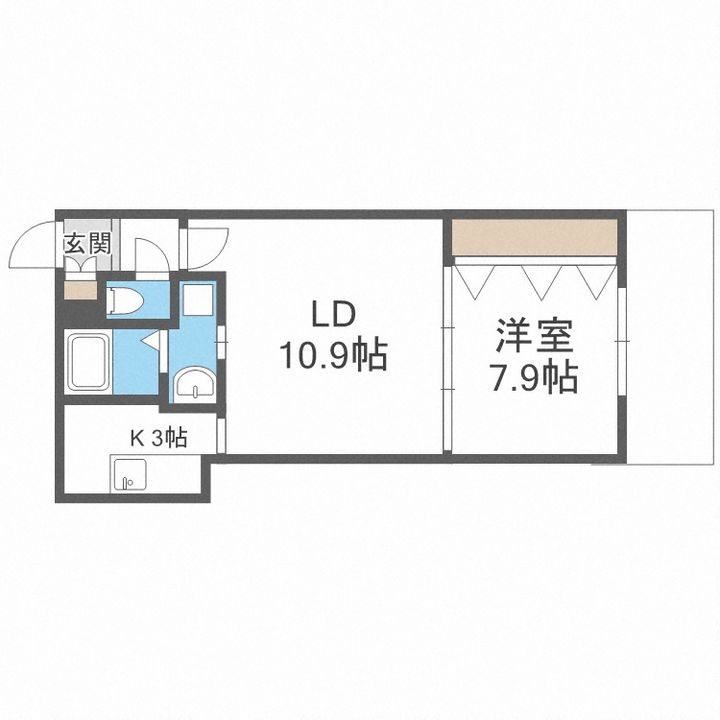 北海道札幌市中央区南十五条西8丁目(マンション)の賃貸物件202の間取り