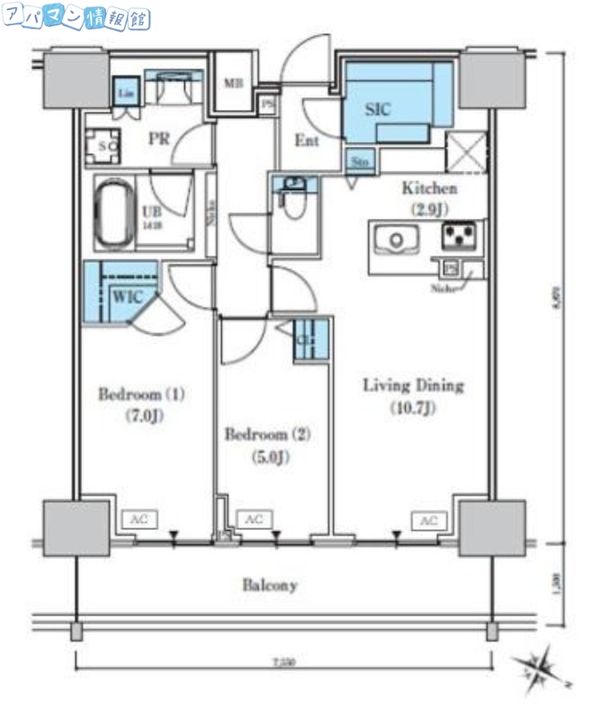 ロイヤルパークスER万代の間取り