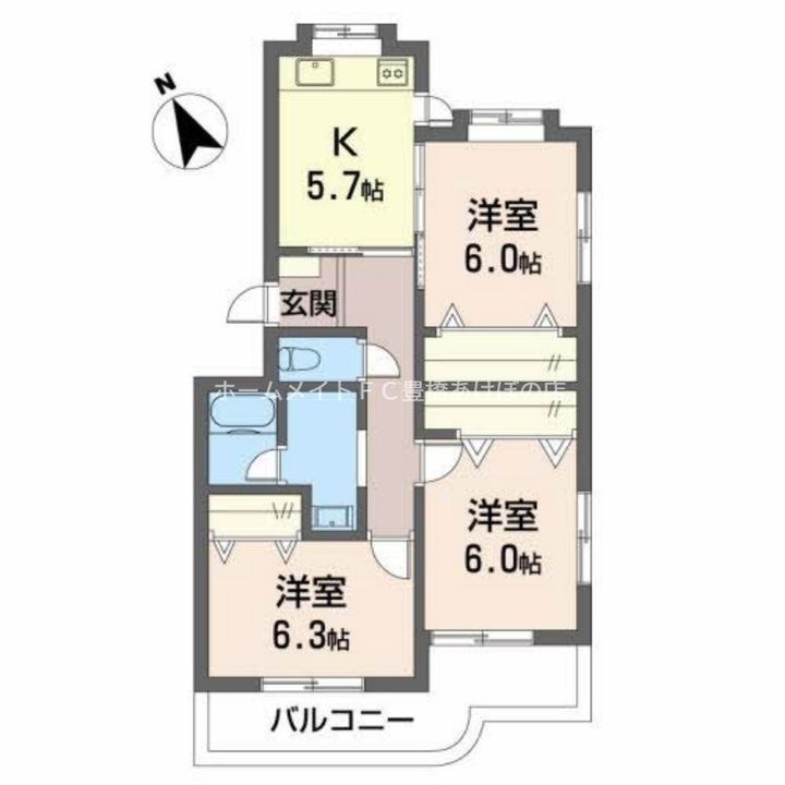 ハイツサンスカイ501の間取り