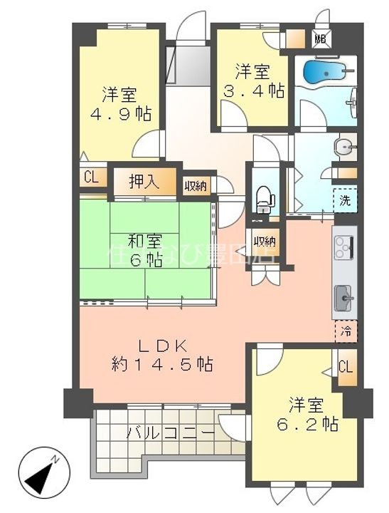 セントビスタ南豊田ウイングヒル507の間取り