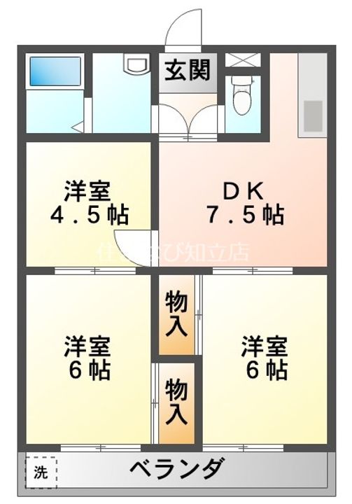 南根ハイツ1Bの間取り