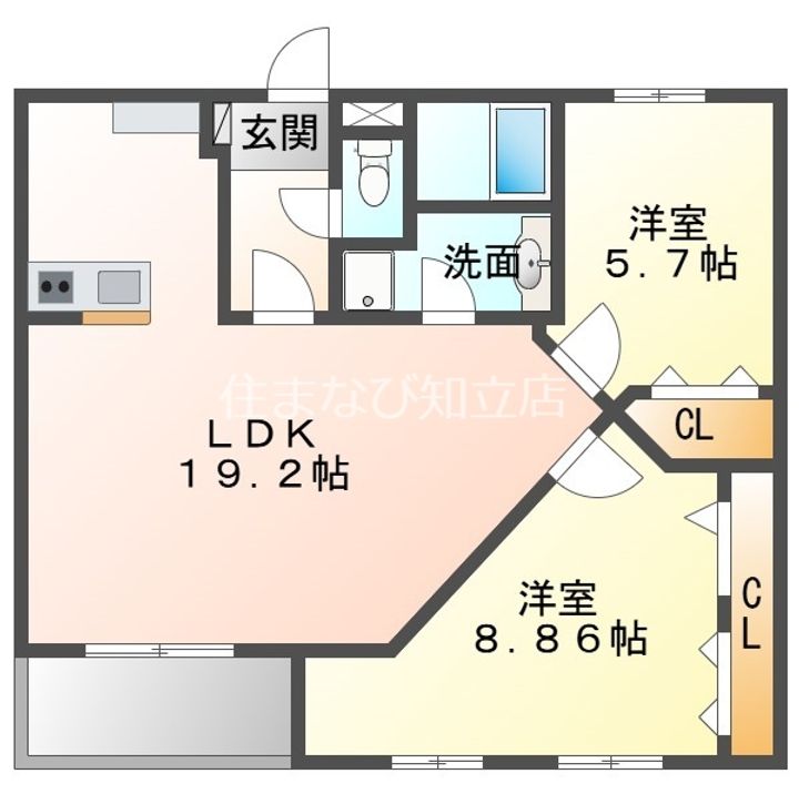 Sun石ナ曽根 N棟の間取り