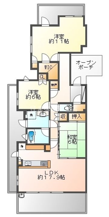 愛知県安城市大東町(マンション)の賃貸物件609の間取り