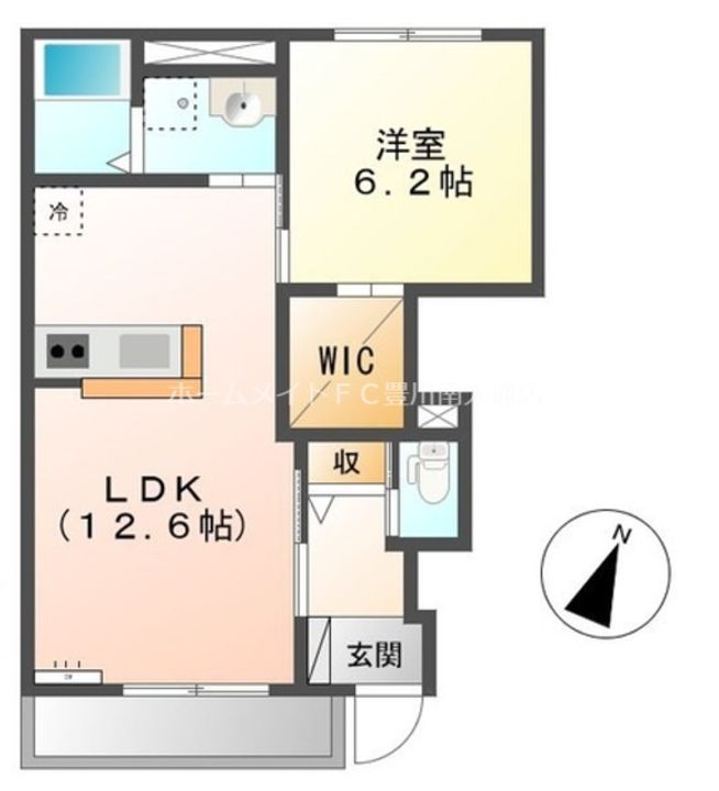 愛知県豊川市蔵子1丁目(アパート)の賃貸物件101の間取り