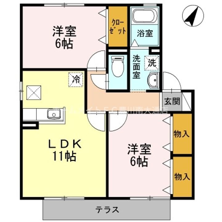 愛知県豊川市御津町西方梨野(アパート)の賃貸物件102の間取り