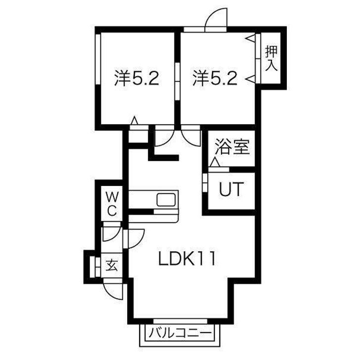 北海道札幌市西区発寒十二条3丁目の賃貸アパートの間取り