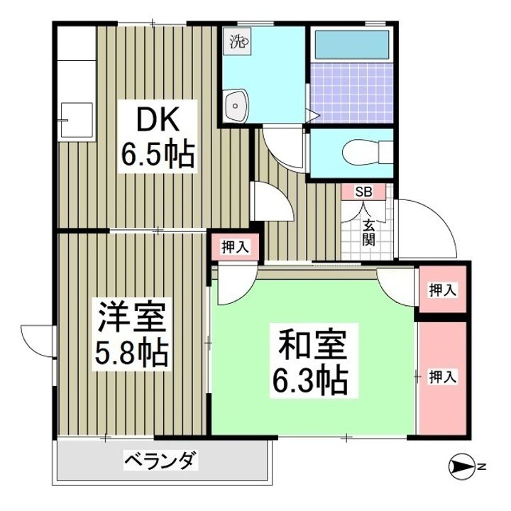 シャトルハイツBの間取り