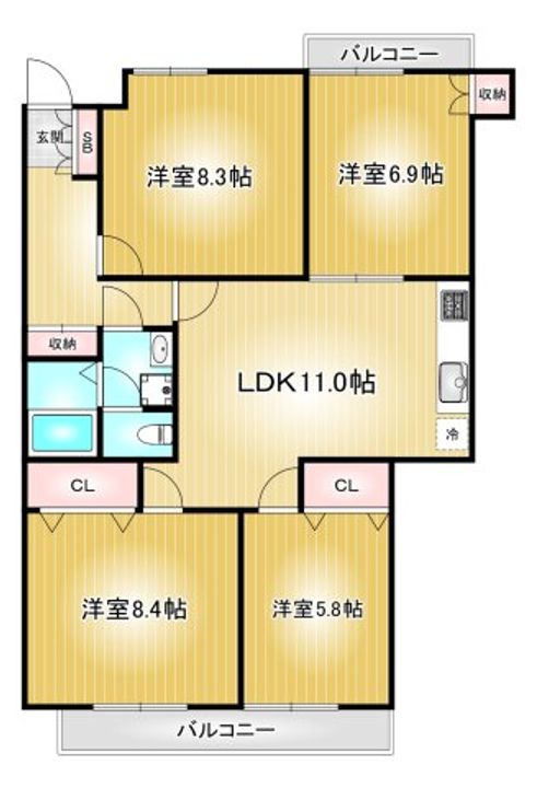 三旺マンション第三東山の間取り