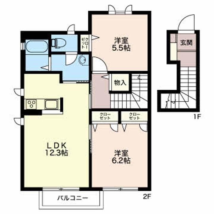富山県高岡市京田(アパート)の賃貸物件の間取り