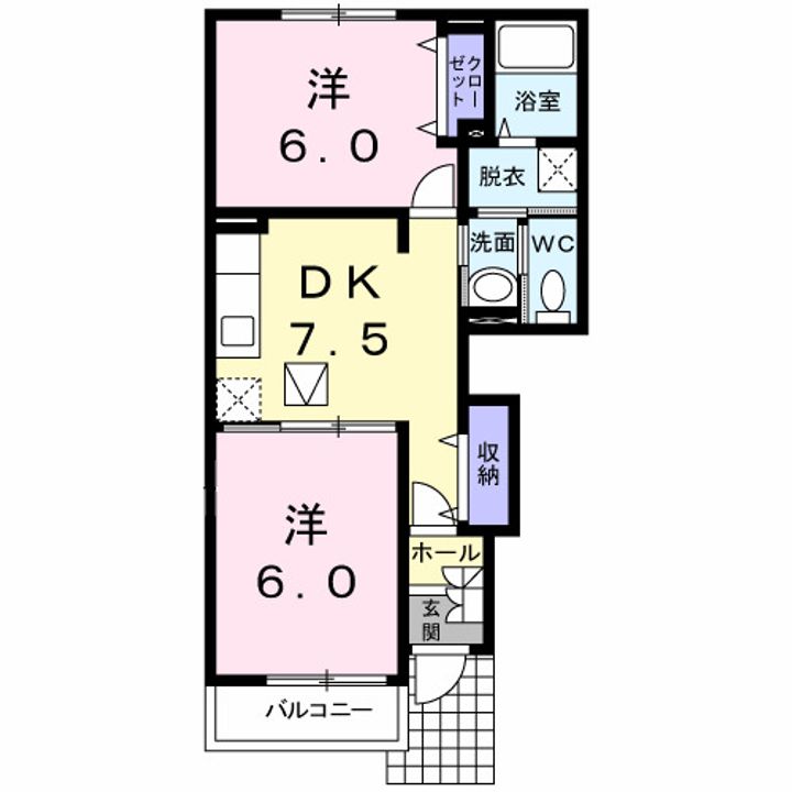 富山県高岡市姫野(アパート)の賃貸物件の間取り