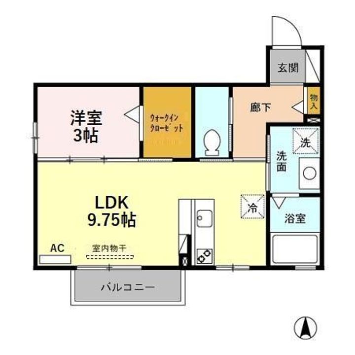 富山県砺波市太郎丸(アパート)の賃貸物件の間取り