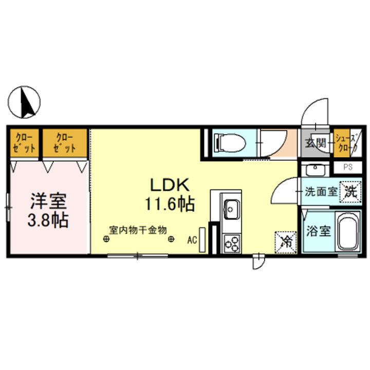 富山県高岡市戸出町3丁目(アパート)の賃貸物件の間取り