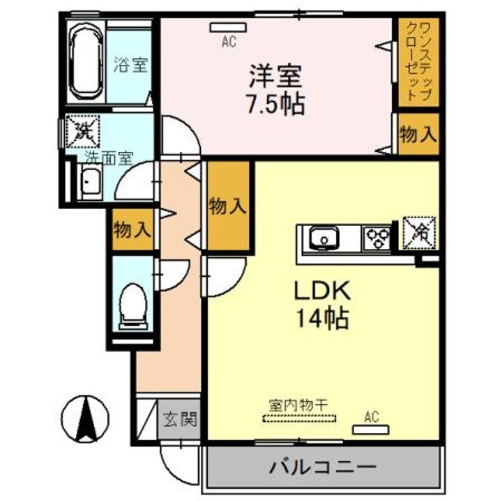 富山県砺波市杉木1丁目(アパート)の賃貸物件の間取り