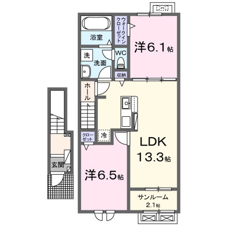 富山県砺波市栄町(アパート)の賃貸物件の間取り