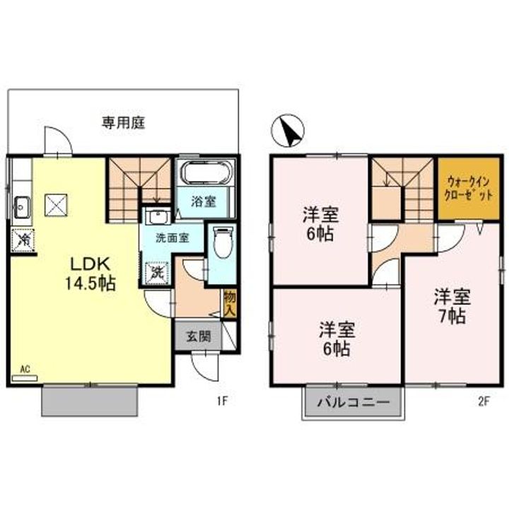富山県砺波市石丸(テラスハウス)の賃貸物件の間取り