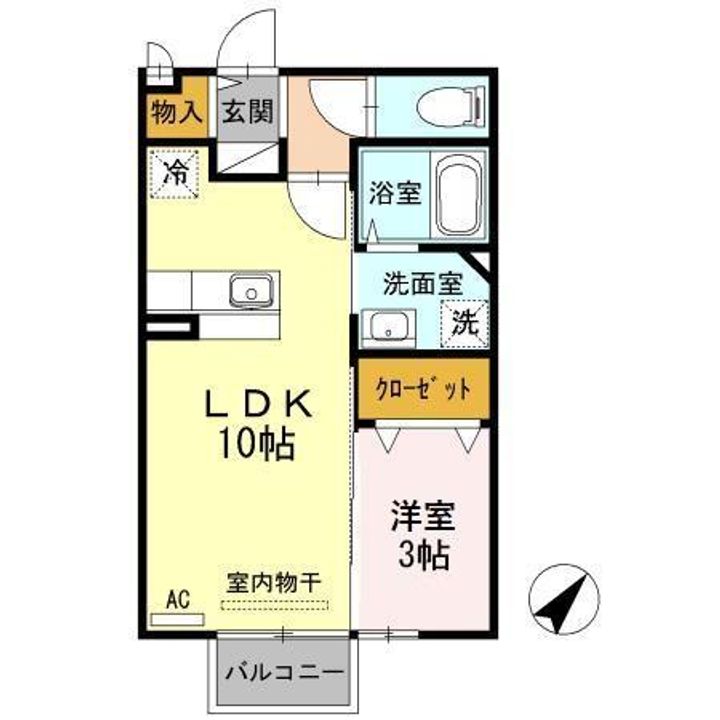 富山県高岡市本町(アパート)の賃貸物件の間取り