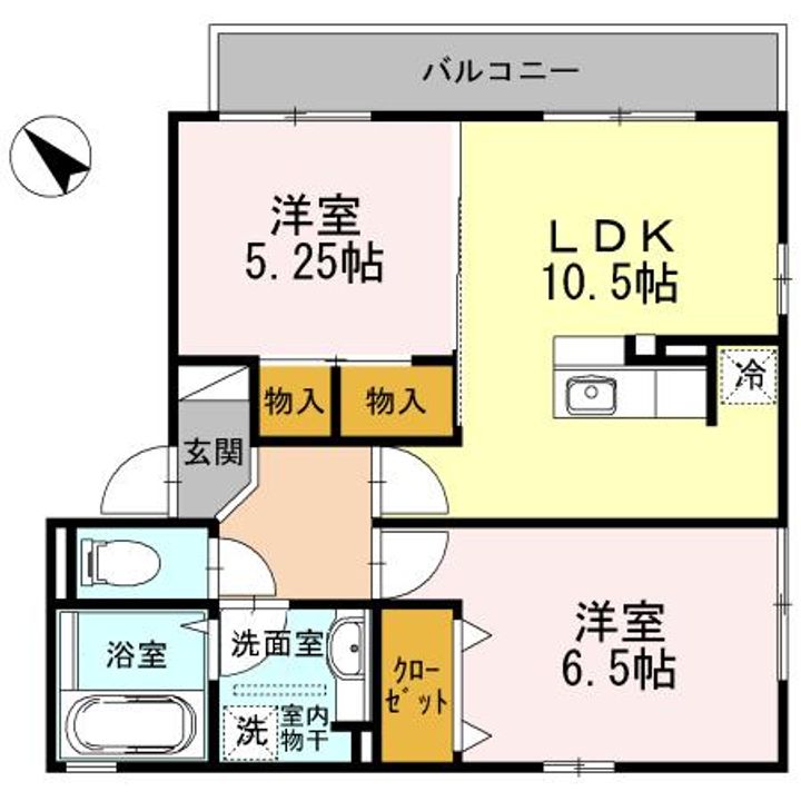 富山県砺波市平和町(アパート)の賃貸物件の間取り