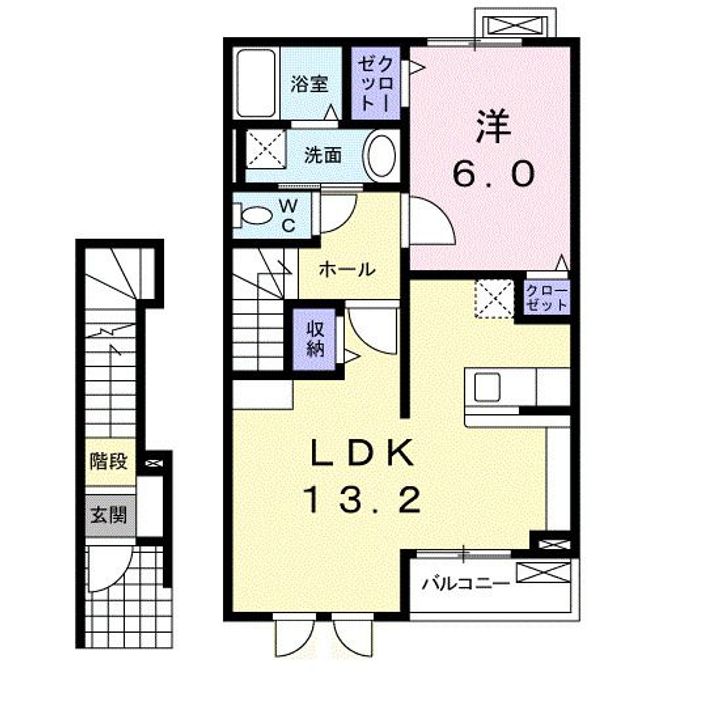 富山県射水市大門(アパート)の賃貸物件の間取り