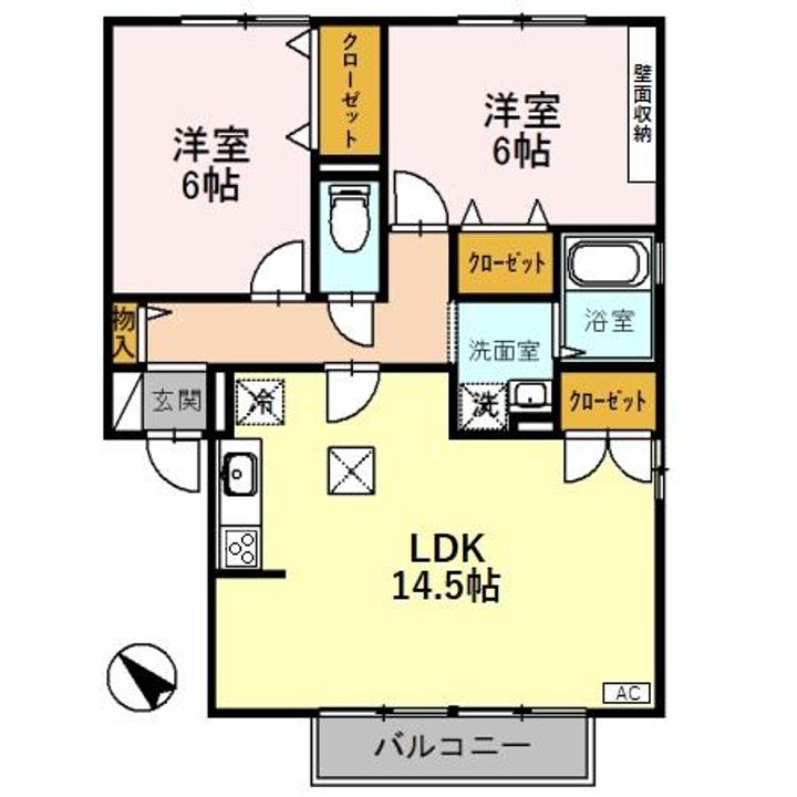 富山県射水市戸破(アパート)の賃貸物件の間取り