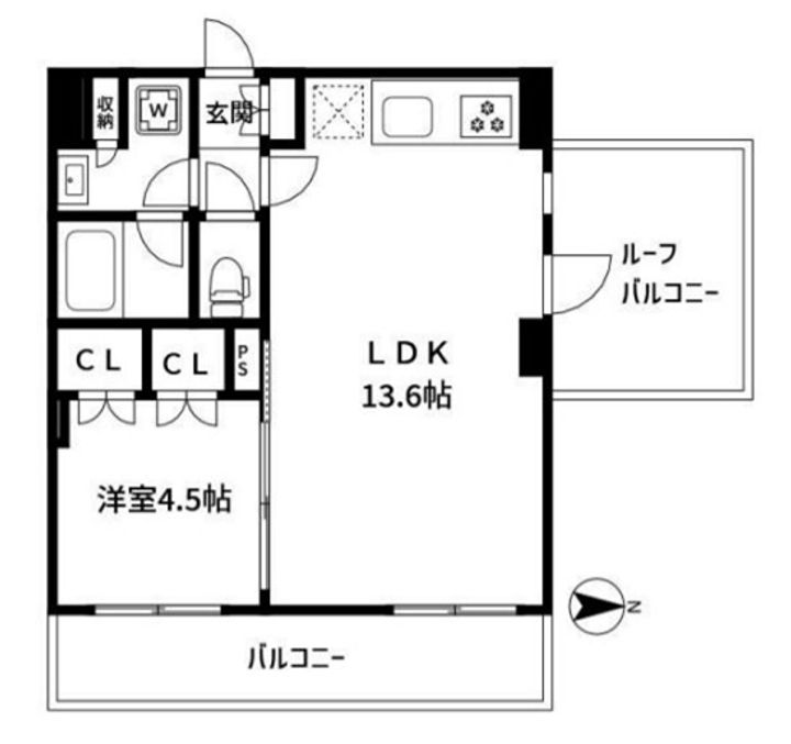 東京都墨田区緑4丁目の賃貸マンションの間取り