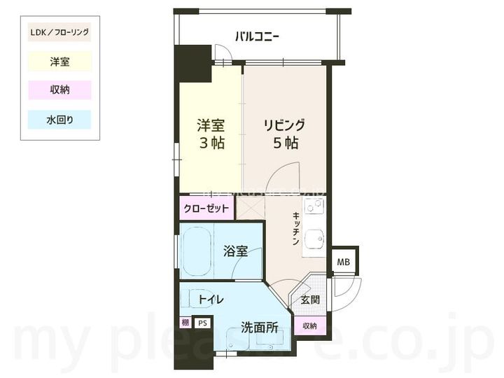 福岡県福岡市中央区清川3丁目(マンション)の賃貸物件の間取り