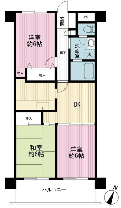 福岡県福岡市南区野間1丁目(マンション)の賃貸物件の間取り