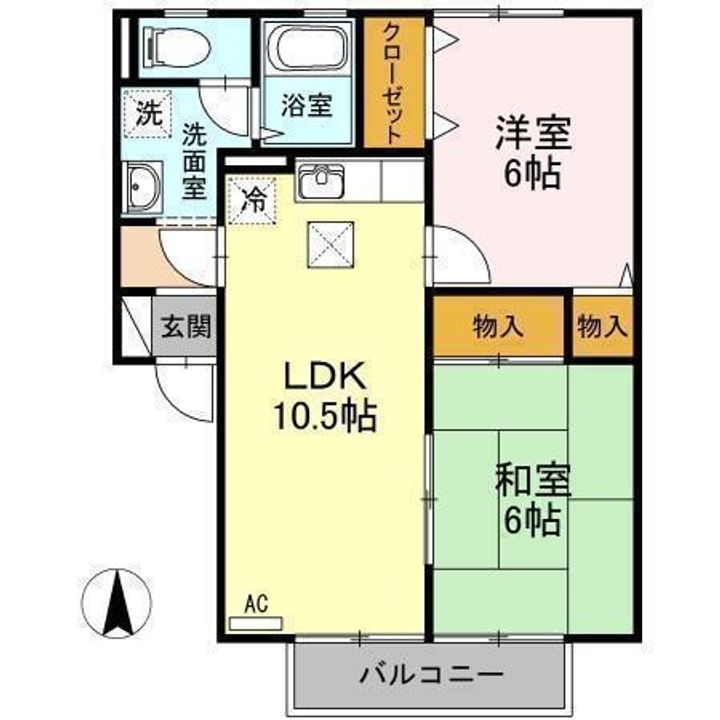 セジュール力石A棟105の間取り