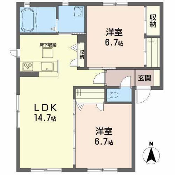 ハーミテージ A・B・C棟B101の間取り